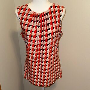 Calvin Klein Orange & Black Sleeveless Blouse - Large